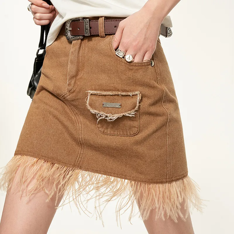 MAMC Casual Short Skirts Women's Khaki-4
