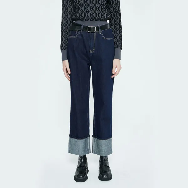 DKNY FW22 Straight Jeans Women's Dark Denim Blue-2