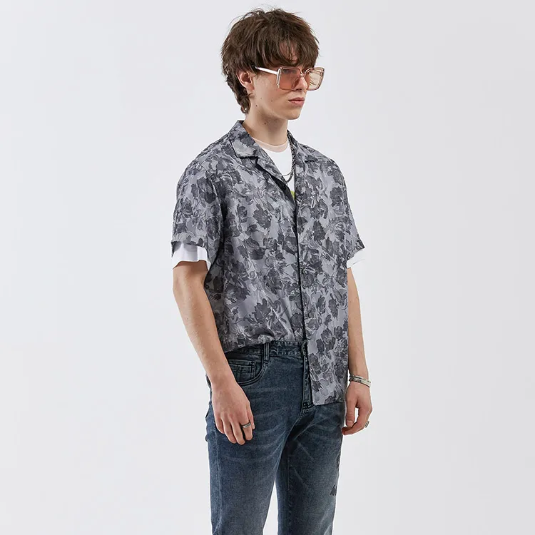 DAVID NAMAN Shirts Men Gray Black-5