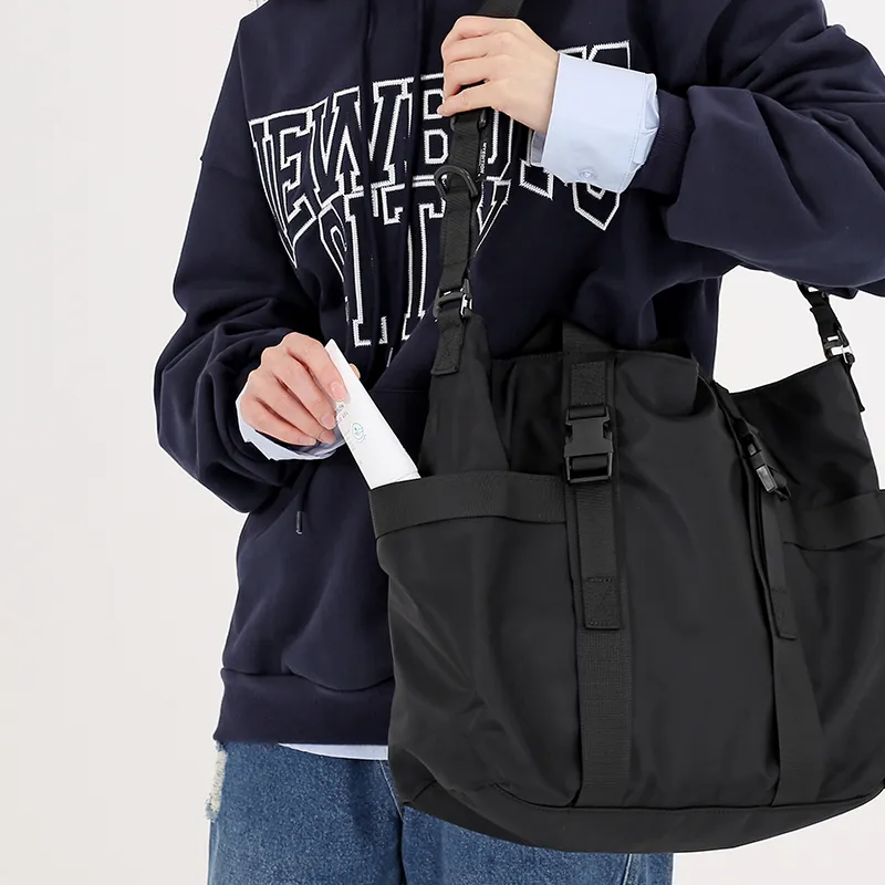 MYEDITION Tote Bag, Shopping Bag, Portable Crossbody Bag, Shoulder Bag Water Repellent Black Unisex-6
