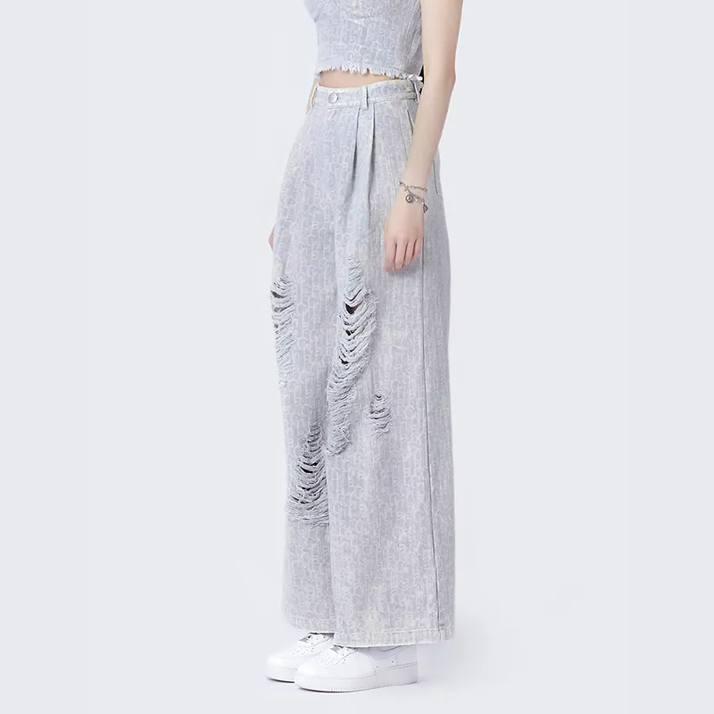 Laurence & Chico Wide Leg Thin Jeans Women's Gray-5