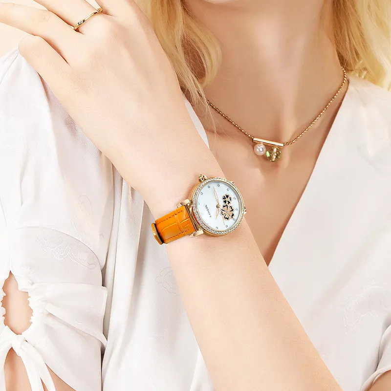 KANGOL Automatic Mechanical Movement Genuine Leather Strap Watch Women's Watch White Dial KANGOL-K316-4