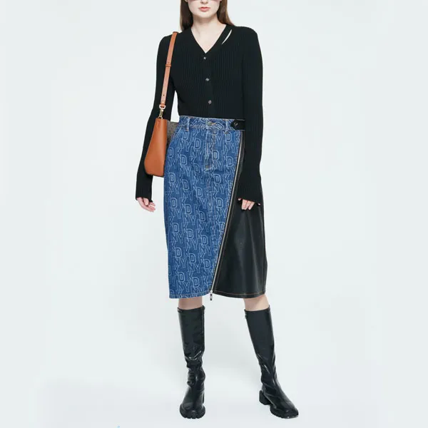 DKNY Denim Short Skirts Women's Dark Denim Blue-2