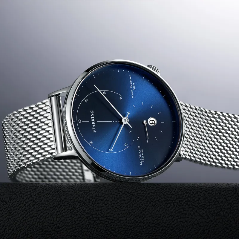 STARKING Handsome Collection Automatic Mechanical Movement Stainless Steel Watchband Watch Unisex White Dial-1