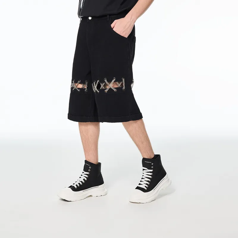 YLDP Casual Shorts Unisex Black-4