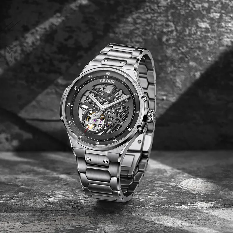 EBOHR Explorer Collection Mechanical Movement Stainless Steel Strap Watch Men's Watches Black Dial 21011216-3