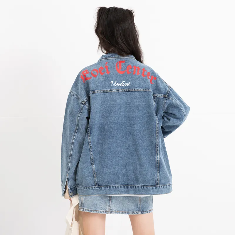 EOEI Loose Fit Moderate Denim Jacket Women's-5