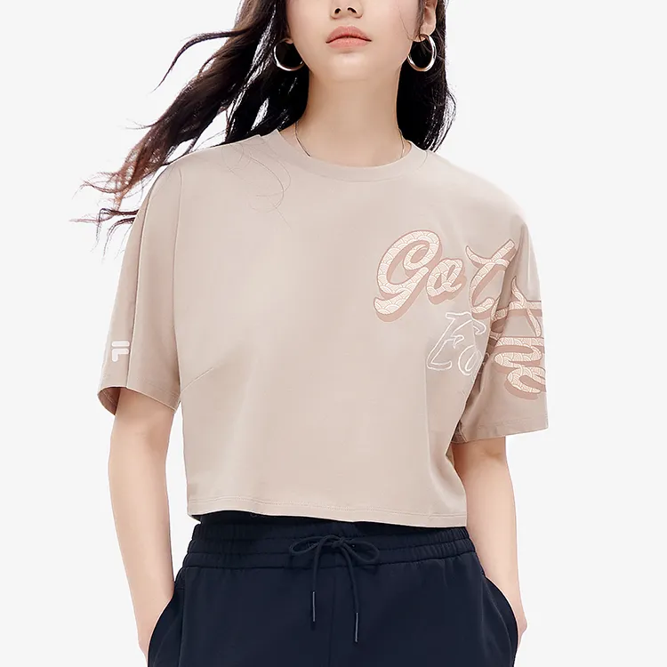 FILA FUSION TOKYO STUDIO Crop Tops Women's Wild Grass Khaki-3