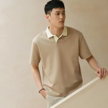 A.B.X Color Block Lapel Short Sleeved Polo Shirt Men's