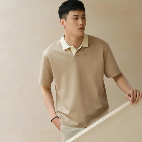 A.B.X Color Block Lapel Short Sleeved Polo Shirt Men's
