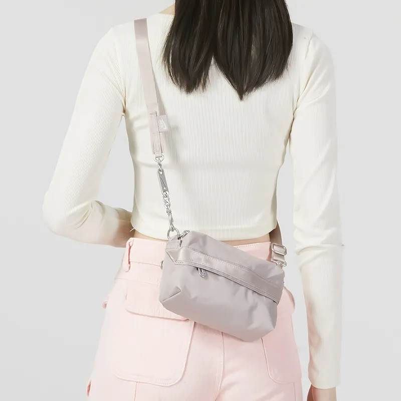 Nike Fabric Sports Bag, Crossbody Bag Regular Unisex Gray Pink-3