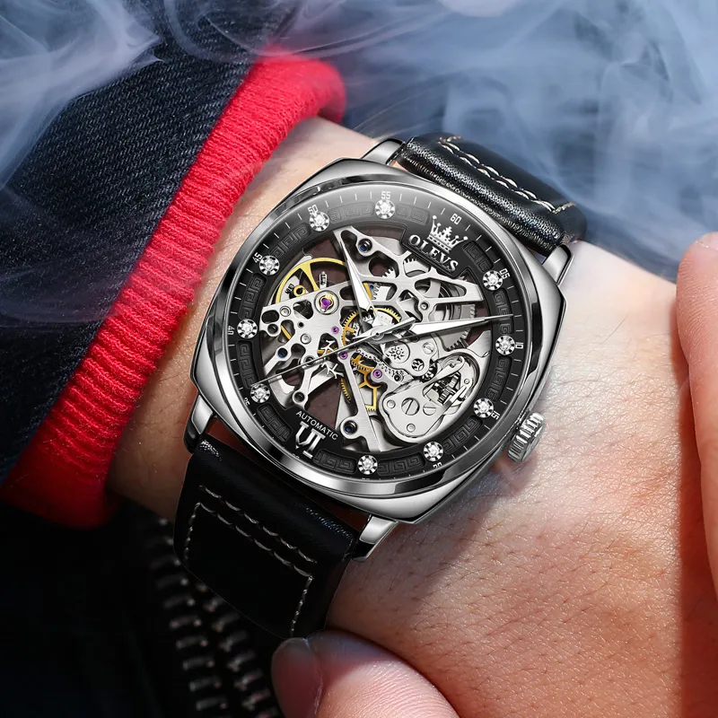 OLEVS Wisdom Series Automatic Mechanical Movement Watch Men's Watches Cut Out Dial-7