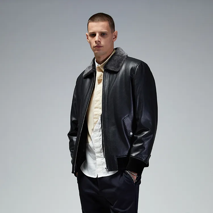 DAVID NAMAN Leather Jackets Men Black-4