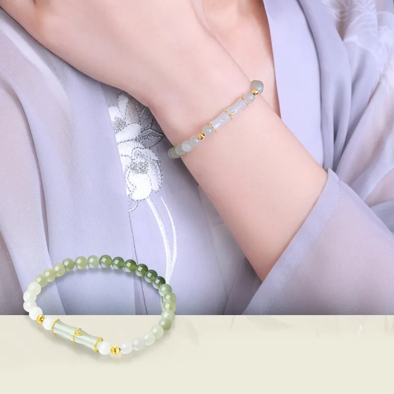 LOVING Hetian Jade Bracelets Pale Greenish White Jade Women's-3