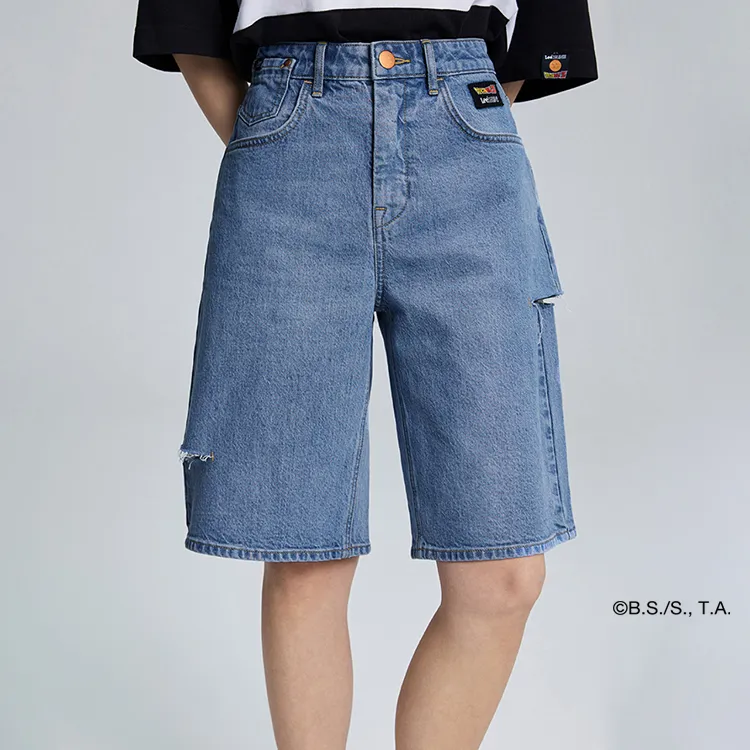 Dragon Ball X Lee X Dragon Ball Co brand Denim Shorts Women's Light Blue-3
