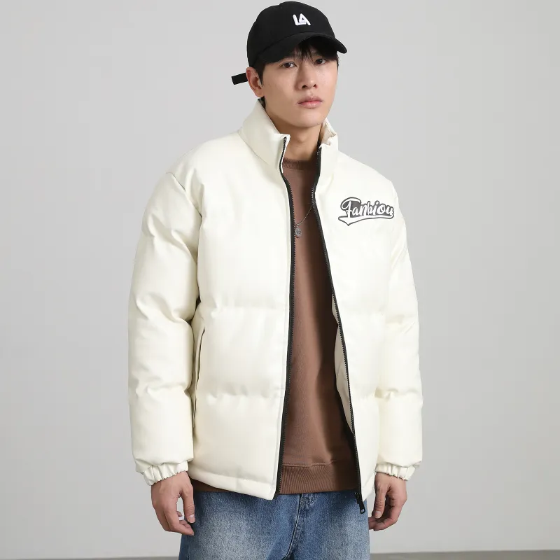 FANBIOU Letter Stand Collar Loose Fit Thickened Puffer Jacket Unisex-8