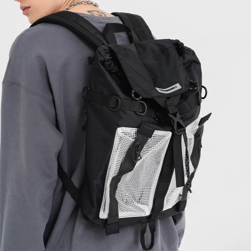KILLWINNER Polyester Backpack Large Size Unisex Black White-7