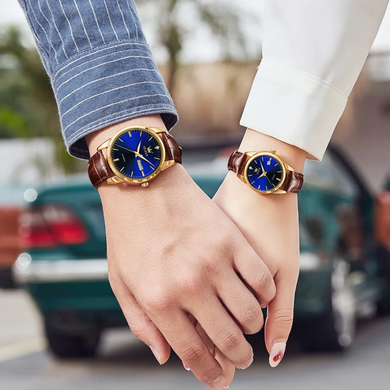 OLEVS Heart to Heart Knot Collection Mechanical Movement Leather Strap Watch Unisex White Dial-9