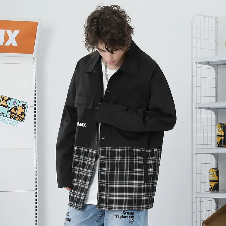 GENANX Jackets Unisex Black White Plaid-4