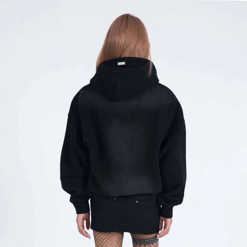 R69 Hooded Loose Fit Sweatshirt Unisex Black-2