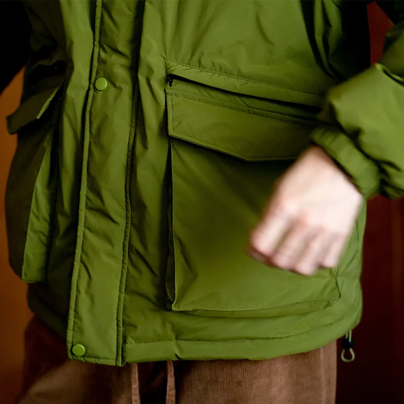 URBAN STANDARD Solid Color Hooded Loose Fit Thickened Down Jacket Unisex-5