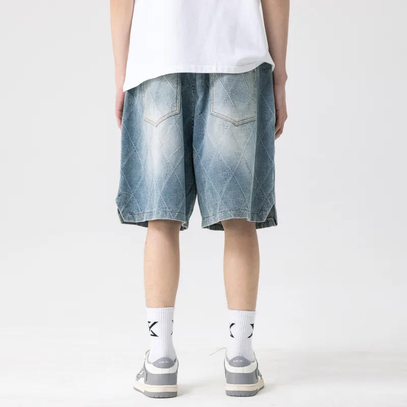 XINYINSU Denim Shorts Unisex Blue-5