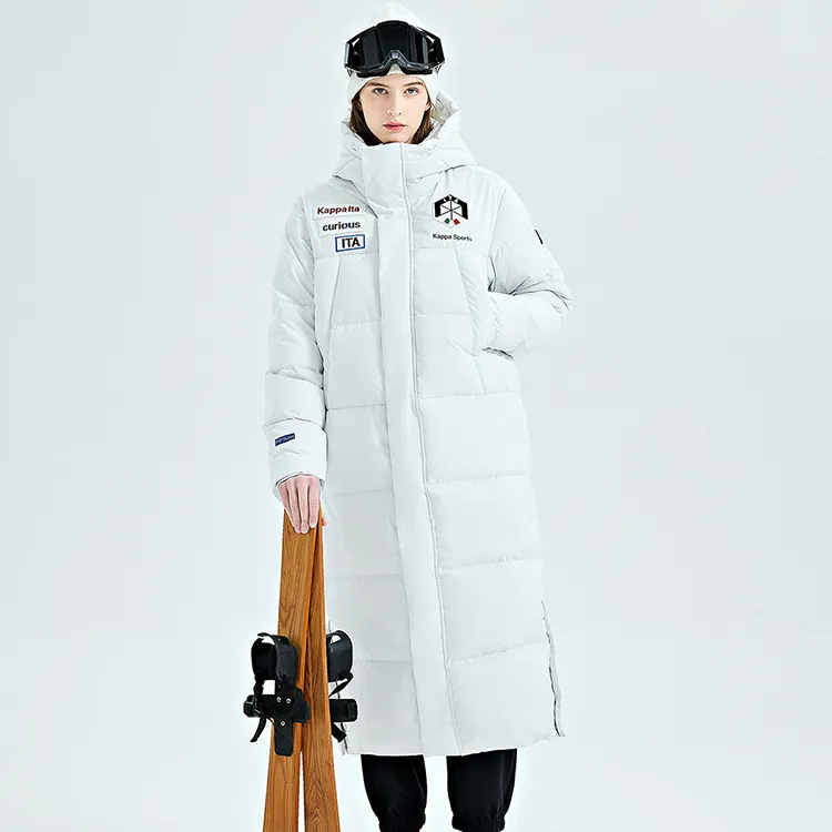 Kappa Letter Hooded Long Down Jacket Unisex-2