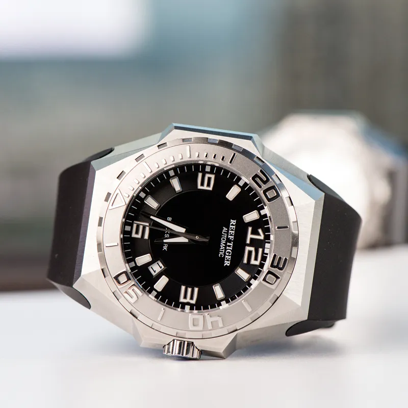 REEF TIGER Black Shark Collection Automatic Mechanical Movement Watch Men's Watches Black Dial RGA6903X JBH-7