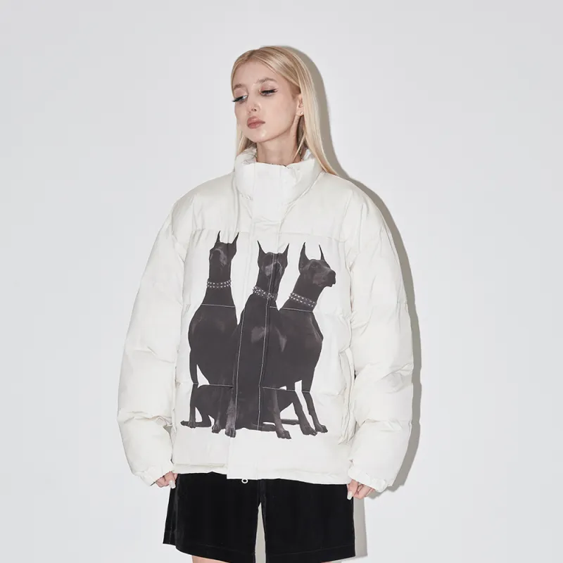 EMPTY REFERENCE Doberman Series Puffer Jacket Unisex Ecru-7