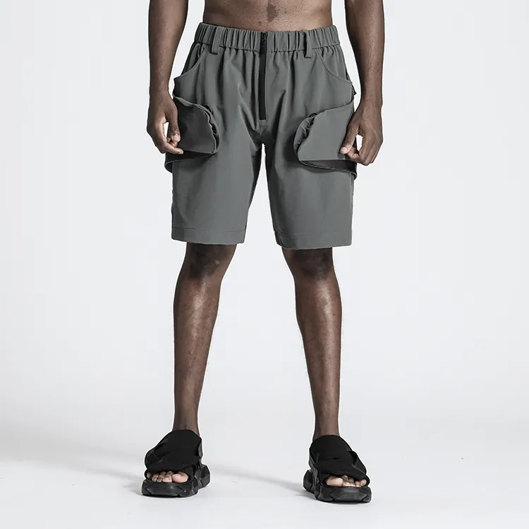 NORVINCY Urban Techwear Elastic String 3D Effect Patch Pocket Casual Shorts Unisex-12