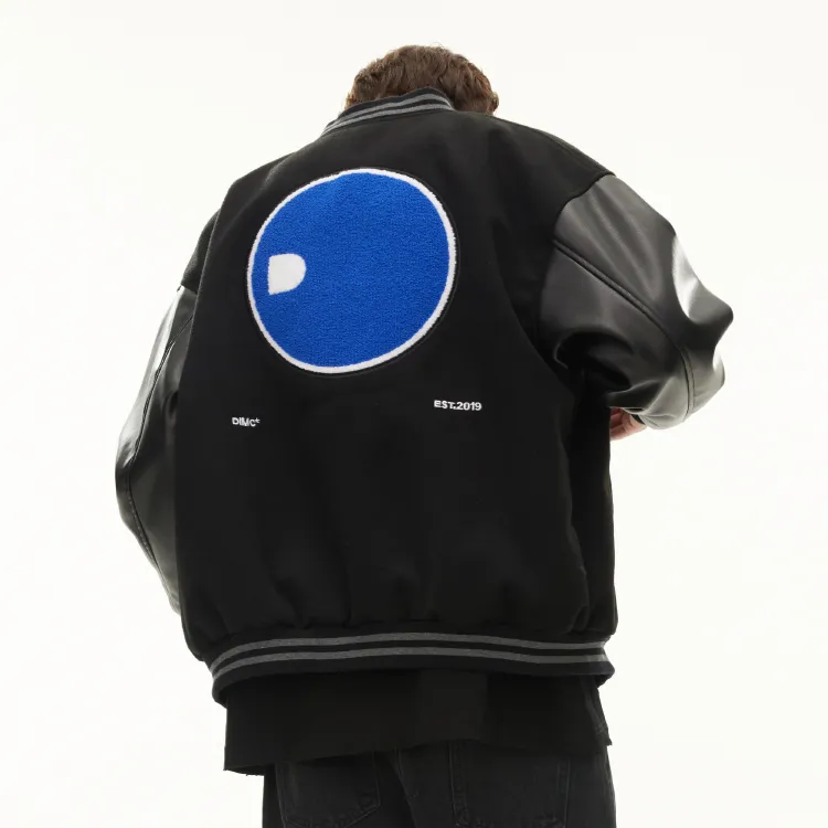 DIMC Baseball Jacket Spring And Autumn Unisex Black-2