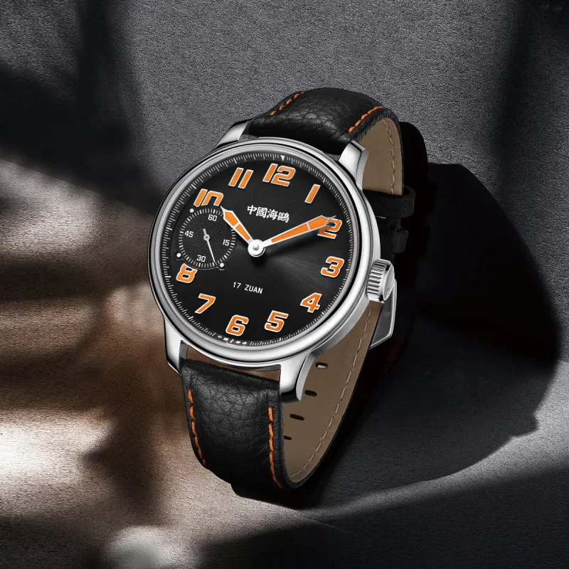 Sea Gull Manual Mechanical Movement Genuine Leather Strap Watch Men's Watches Silver Dial 819.13.6147-8