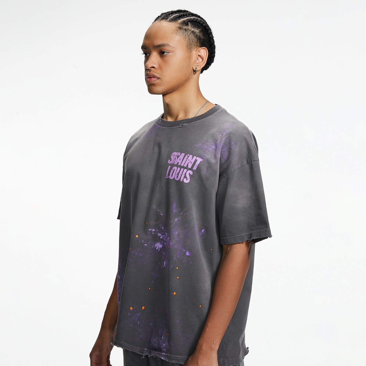 SSSAINT LOUIS T-Shirts Unisex Washable Gray XL - POIZON