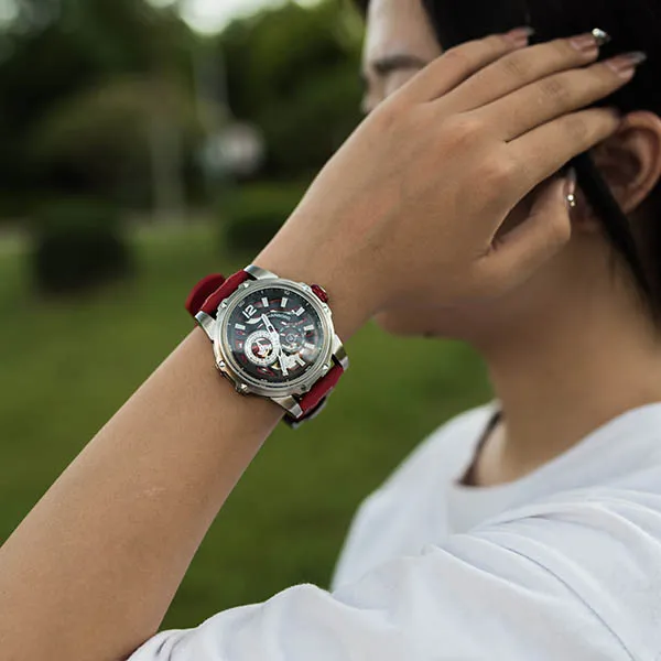HANBORO Hollow Series Automatic Mechanical Movement Watch Men's Watches Cut-Out Dial HBR88853-BRR-3