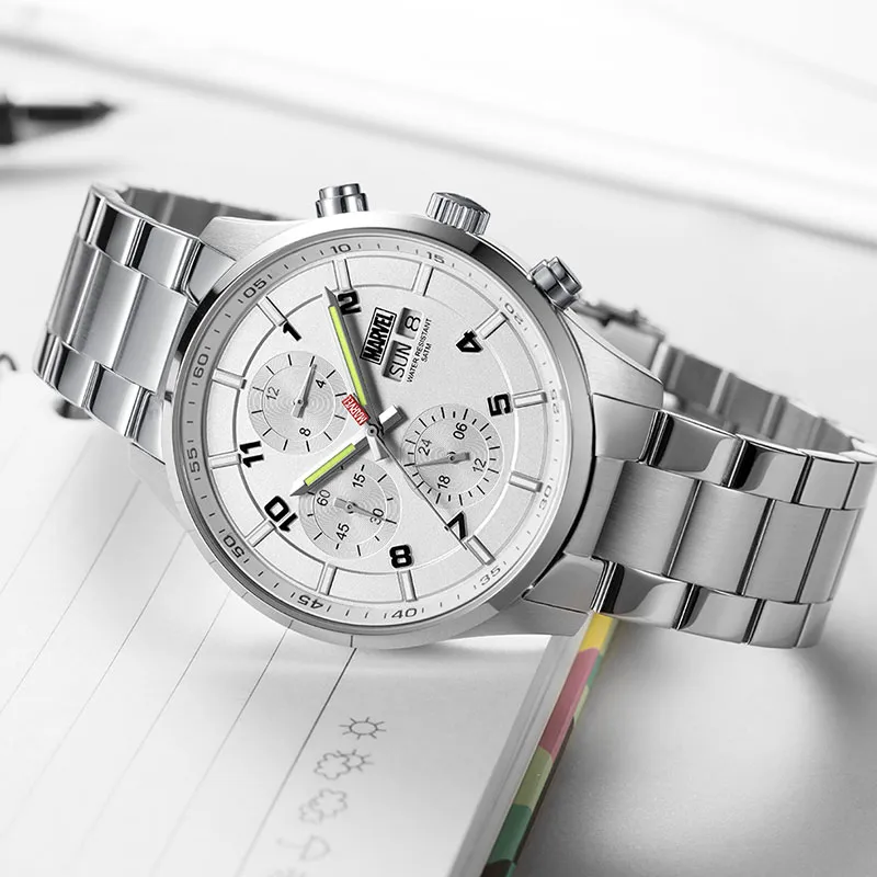 MARVEL Space Collection Mechanical Movement Steel Strap Watch Men's Watches Silver Dial-1