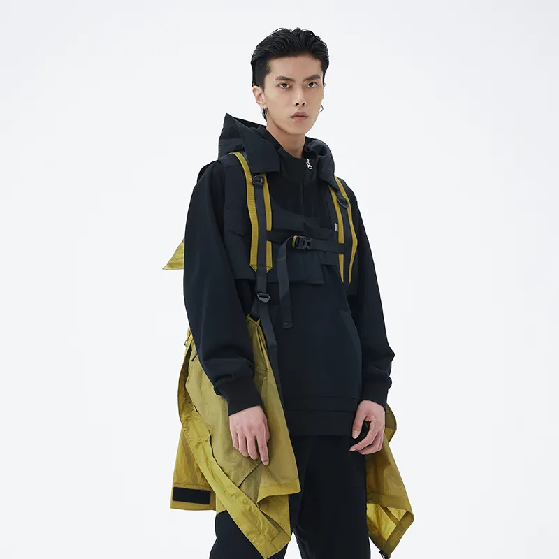 LNG Urban Function Series Trench Coats Unisex Mustard Green-5