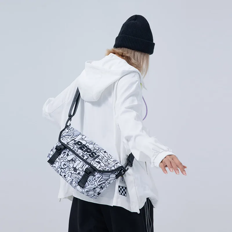 Pepsi Fabric Messenger Bag Shoulder Bag Crossbody Bag Regular Unisex Black White-5
