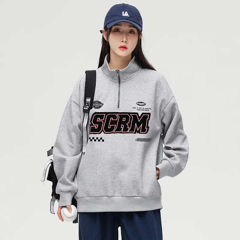 SCRM Half Turtleneck Loose Fit Sweatshirt Unisex-14