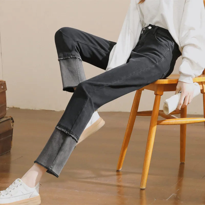MITUAN Jeans Women's Black Gray-4