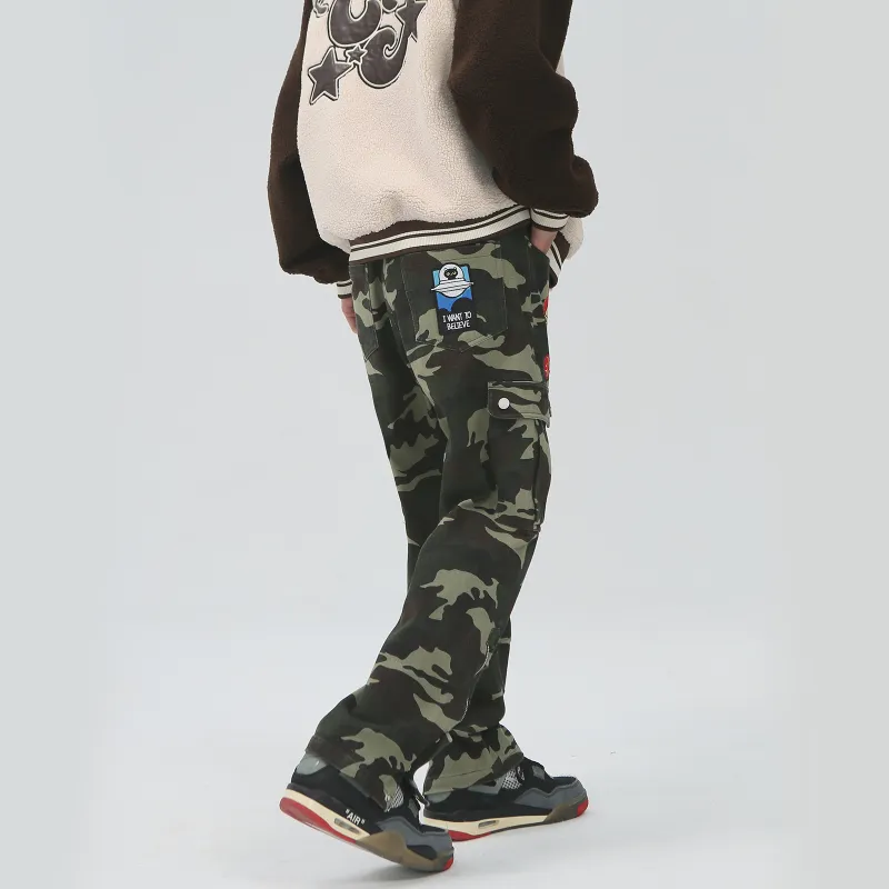 PASET Casual Pants Unisex Green Camouflage-7