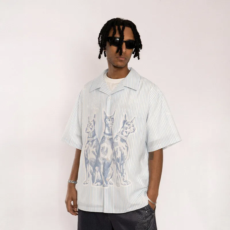 EMPTY REFERENCE Shirts Unisex Blue White Stripes-4
