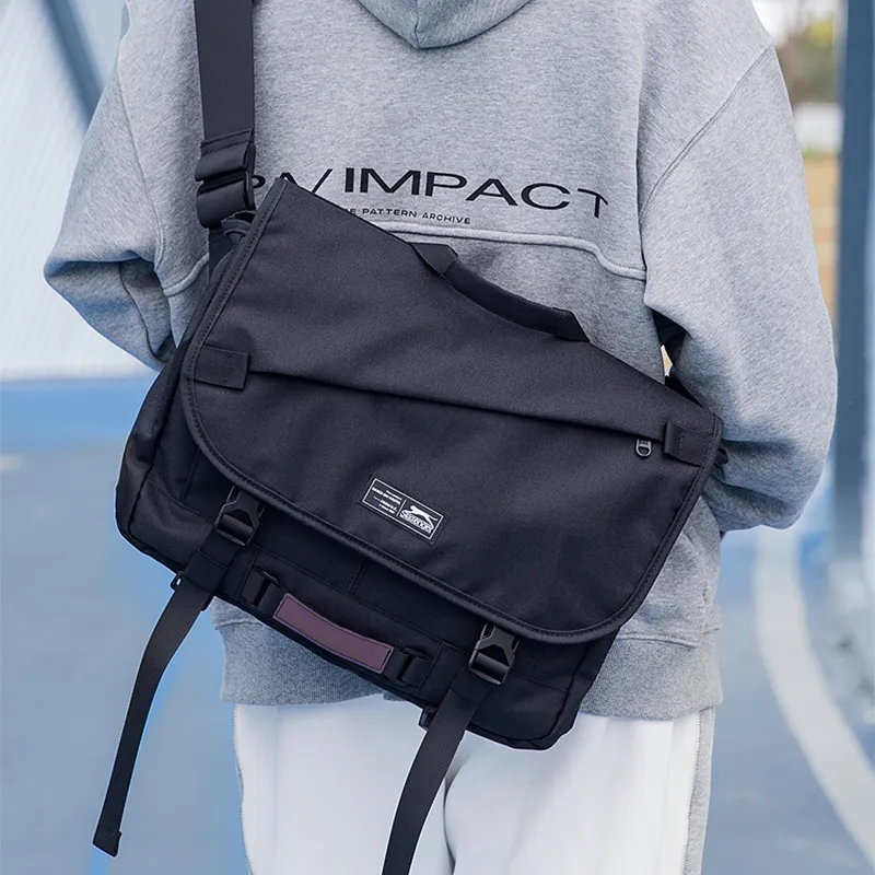Slazenger Fabric Messenger Bag Laptop Bag Handbag Shoulder Bag Crossbody Bag Regular Men's Black Gray Color-5