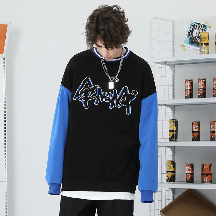 GENANX Sweatshirts Unisex Black Blue-4