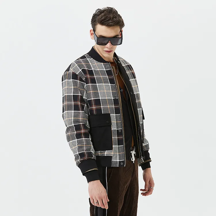 DAVID NAMAN Baseball Jerseys Men Beige Plaid-4