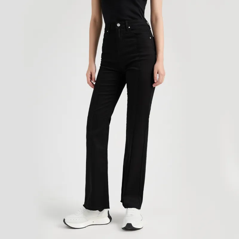 23R+ Flared Pants Jeans Women's Black-4