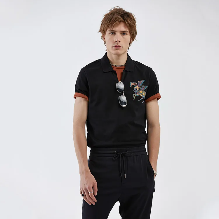 DAVID NAMAN Polo Shirts Men Black-5