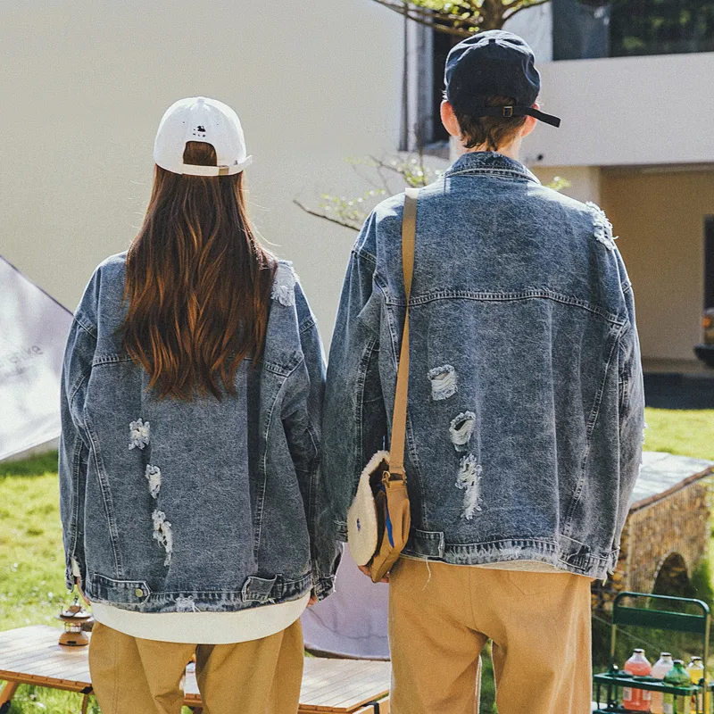 WAYNEXZAVIER Loose Fit Denim Jacket Unisex Blue-4