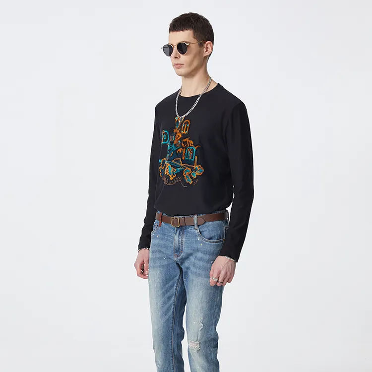 DAVID NAMAN SS22 Long Sleeved T Shirt Men's Black-4