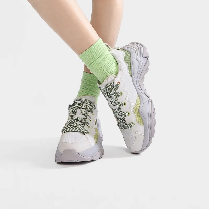 FILA Cushioned Wear Resistant Breathable Slip Resistant Low Top Canvas Shoes Women's White Gray Green-5