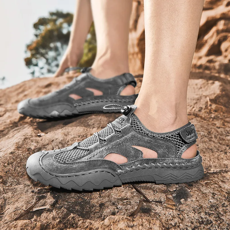 Jeep Breathable River Trekking Shoes Men's Gray-5